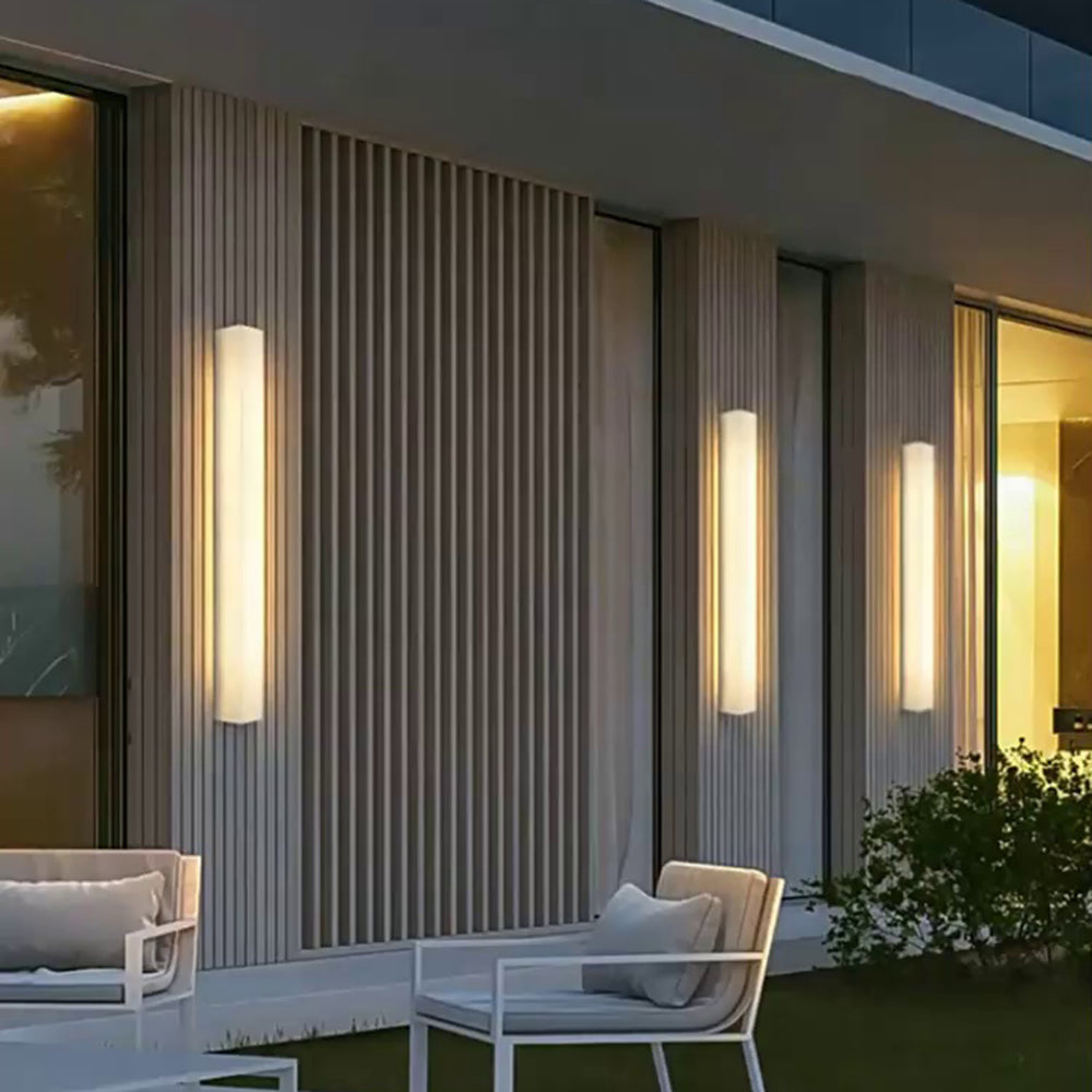 Modern Alabaster Rectangular Outdoor Wall Light LED 1-Light