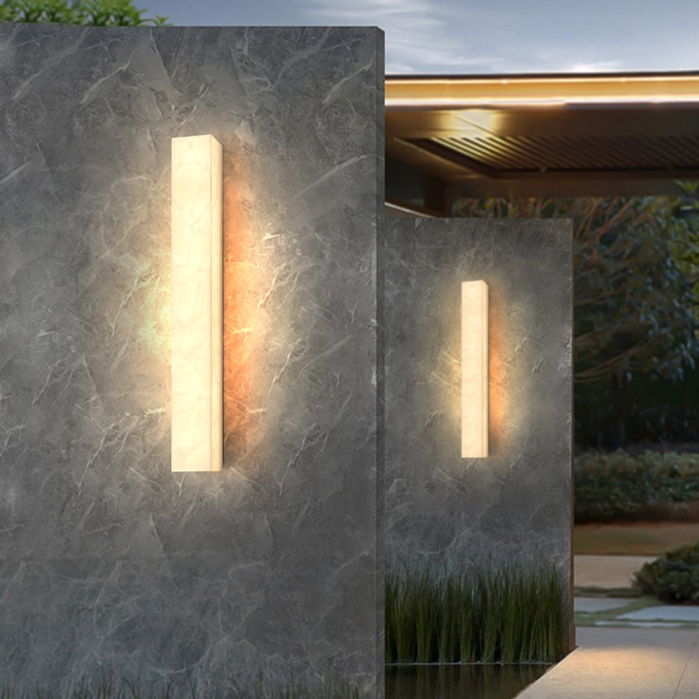 Modern Alabaster Rectangular Outdoor Wall Light LED 1-Light
