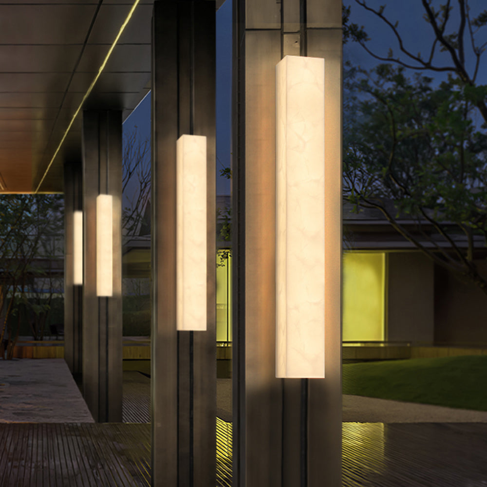 Modern Alabaster Rectangular Outdoor Wall Light LED 1-Light