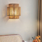 Japanese Rattan Curved Rope Wall Sconce 1-Light