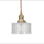 Japanese Brass Glass 1-Light Round Pendant Light