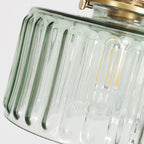 Japanese Brass Glass 1-Light Round Pendant Light
