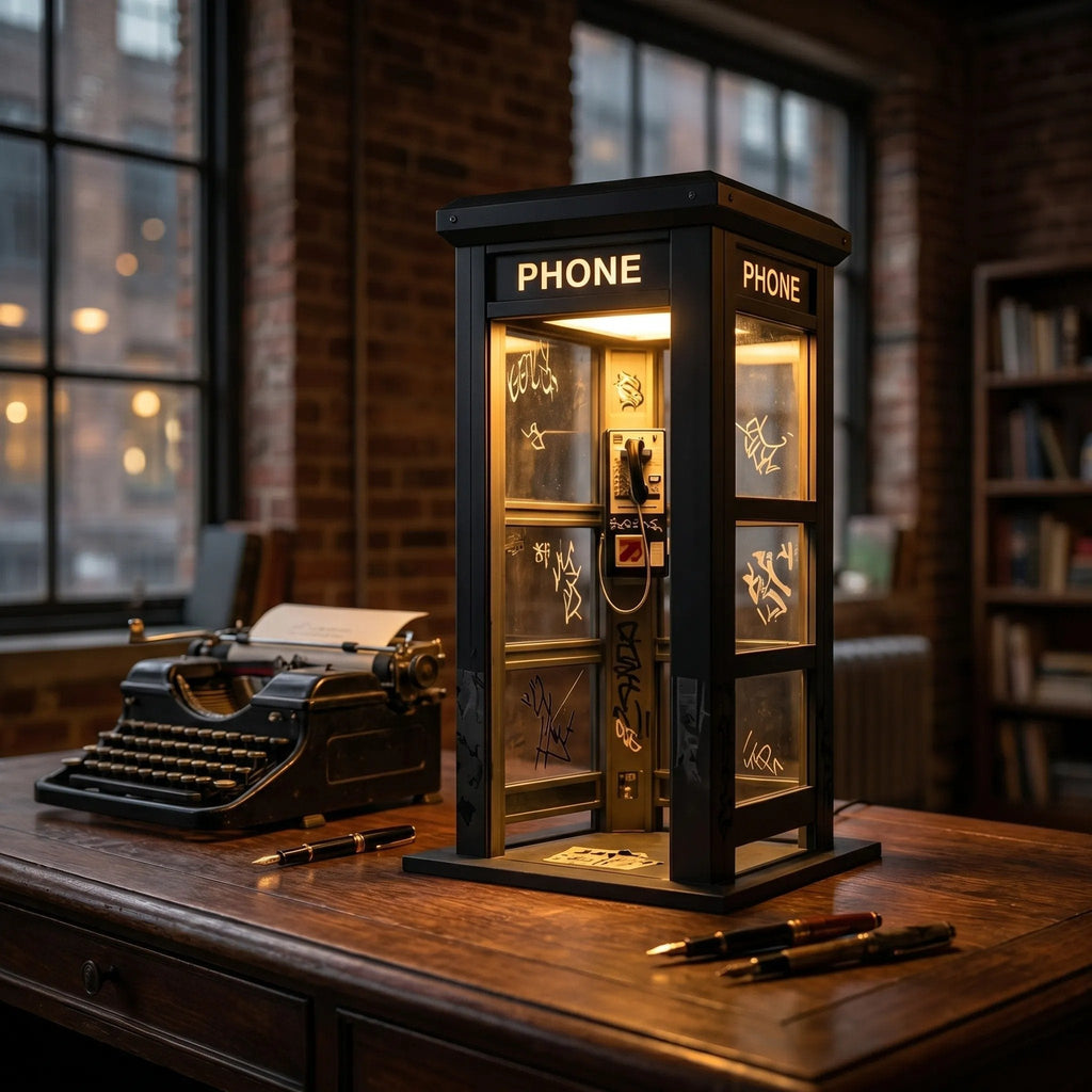 Phone Booth Table Lamp LED Vintage Miniature Night Light Retro Desk Lamp Home Decor