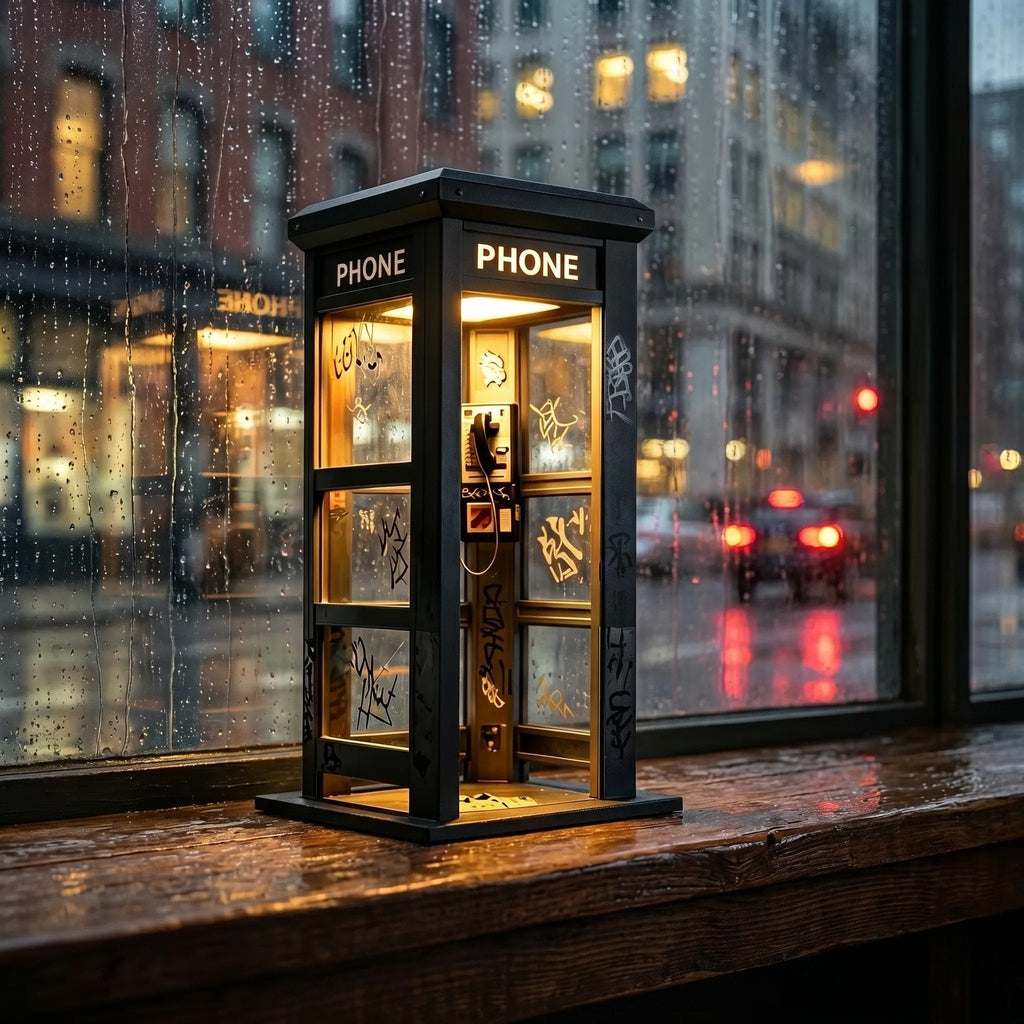 Phone Booth Table Lamp LED Vintage Miniature Night Light Retro Desk Lamp Home Decor