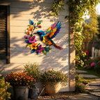 Hummingbird Metal Wall Art Flower Bloom Decorative Sculpture Indoor Garden Wall Decor