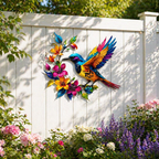 Hummingbird Metal Wall Art Flower Bloom Decorative Sculpture Indoor Garden Wall Decor