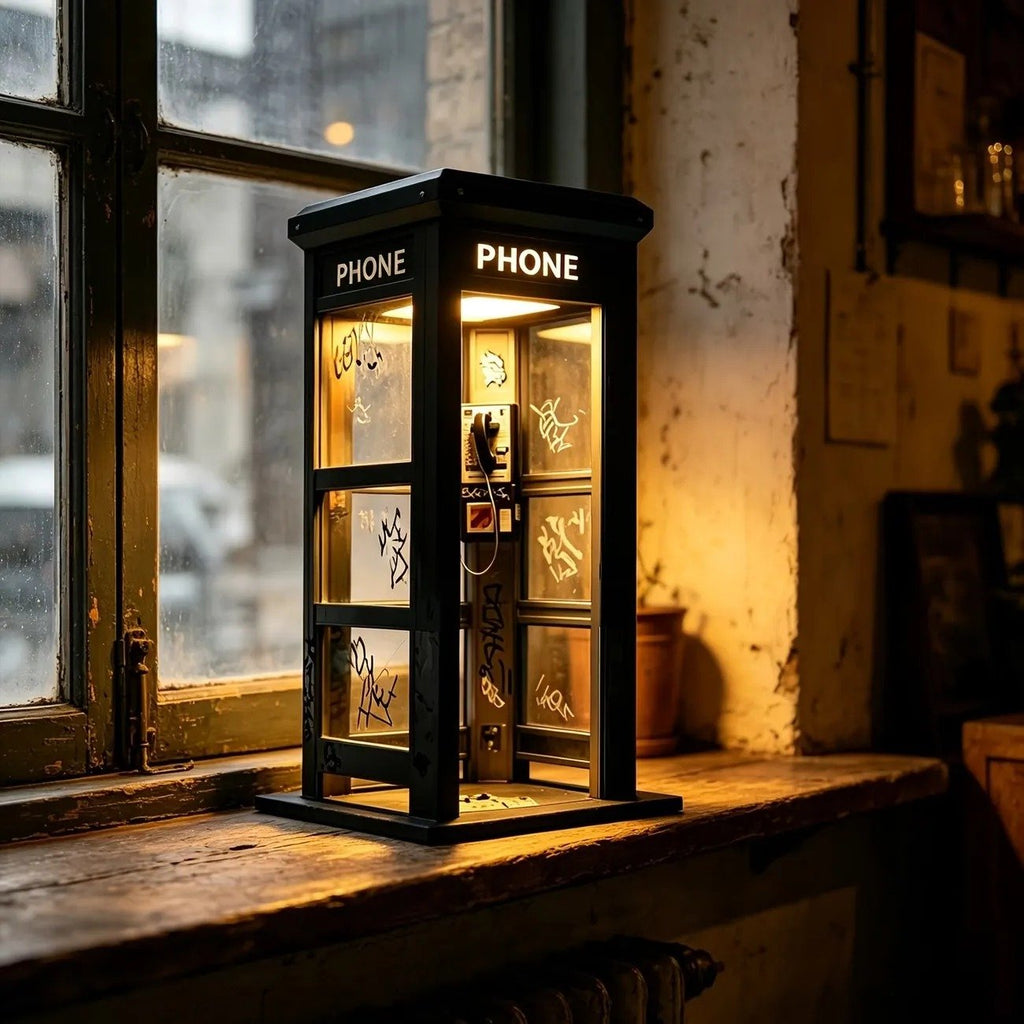 Phone Booth Table Lamp LED Vintage Miniature Night Light Retro Desk Lamp Home Decor