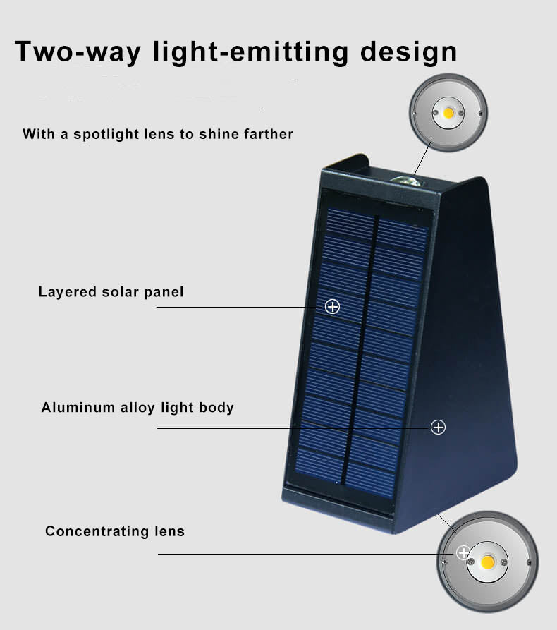 Modern Solar LED Up and Down Wall Light | 1-Light