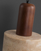 Modern Travertine Wood Cylinder Pendant Light 1-Light