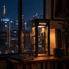 Phone Booth Table Lamp LED Vintage Miniature Night Light Retro Desk Lamp Home Decor