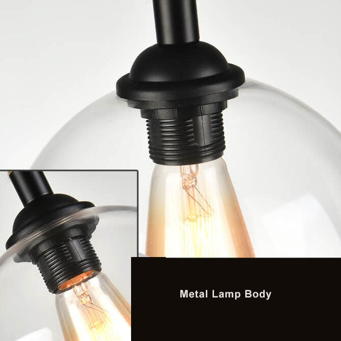 Retro Hemp Rope Glass Globe Pendant Light 1-light