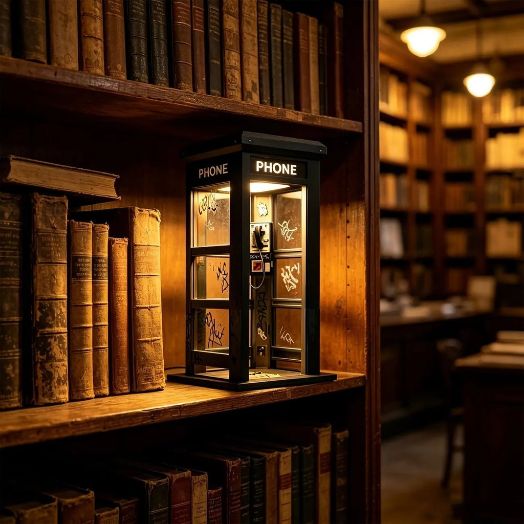 Phone Booth Table Lamp LED Vintage Miniature Night Light Retro Desk Lamp Home Decor