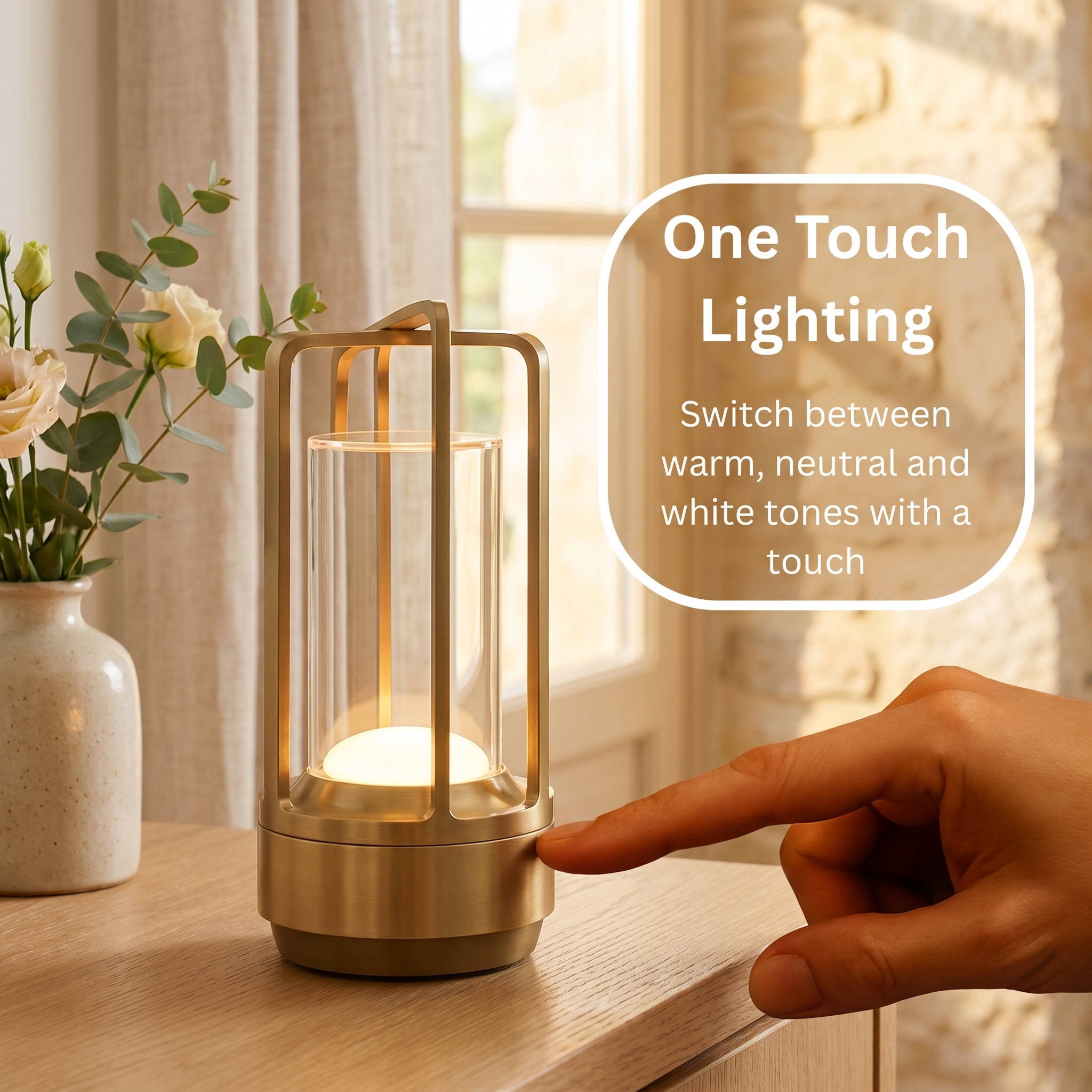 Cordless Table Lamp Rechargeable – Portable LED Lantern for Bedroom & Living Room