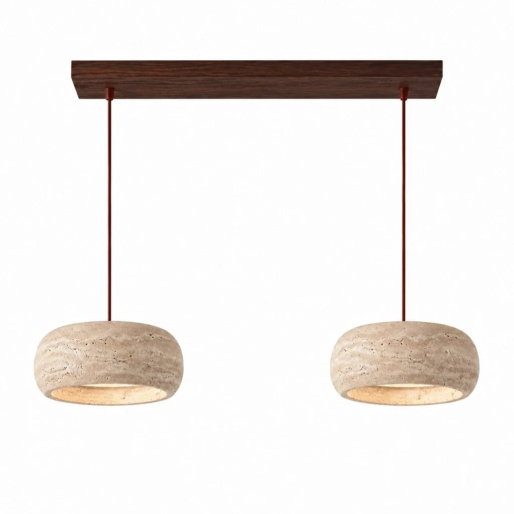Kairi Natural Travertine Stone Vintage Cream Pendant Light