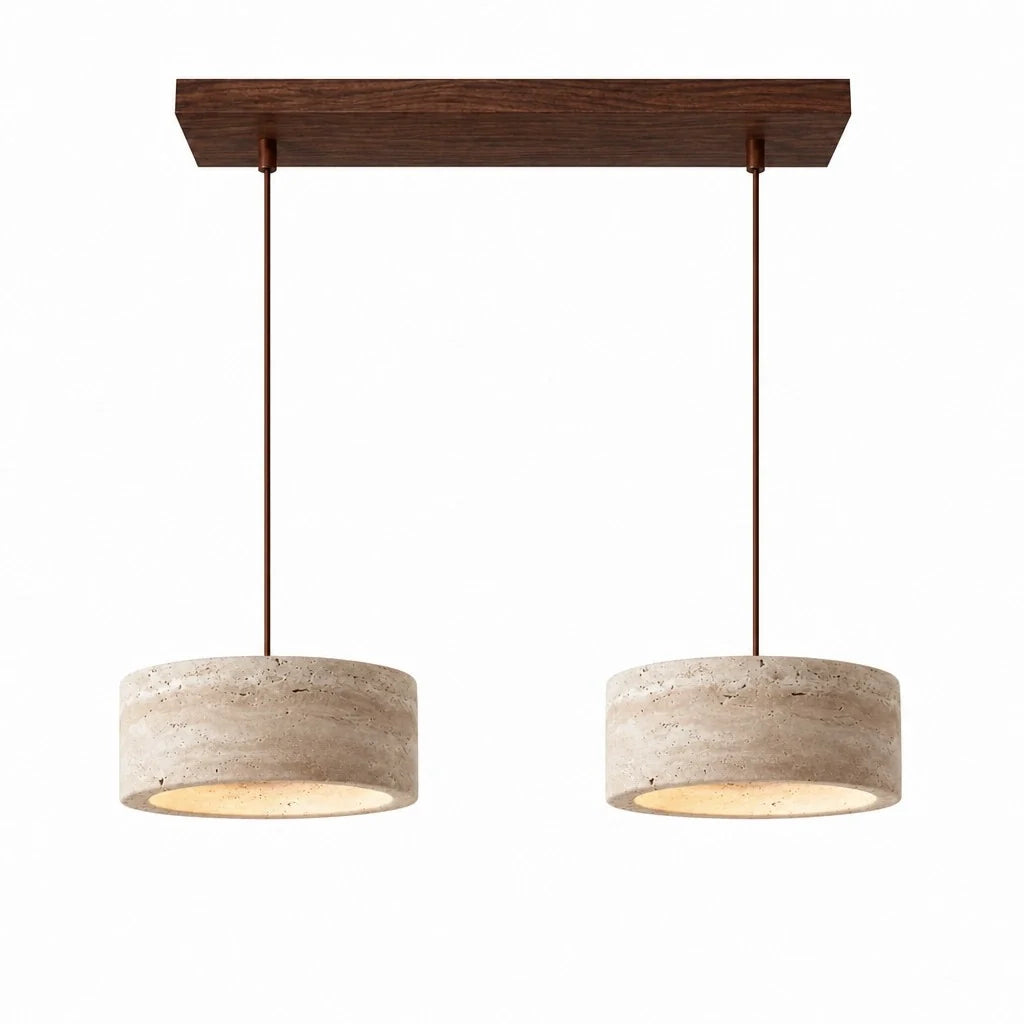 Kairi Natural Travertine Stone Vintage Cream Pendant Light