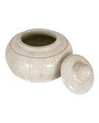 Tarn Neutral Glazed Lidded Pot Decorative Planter