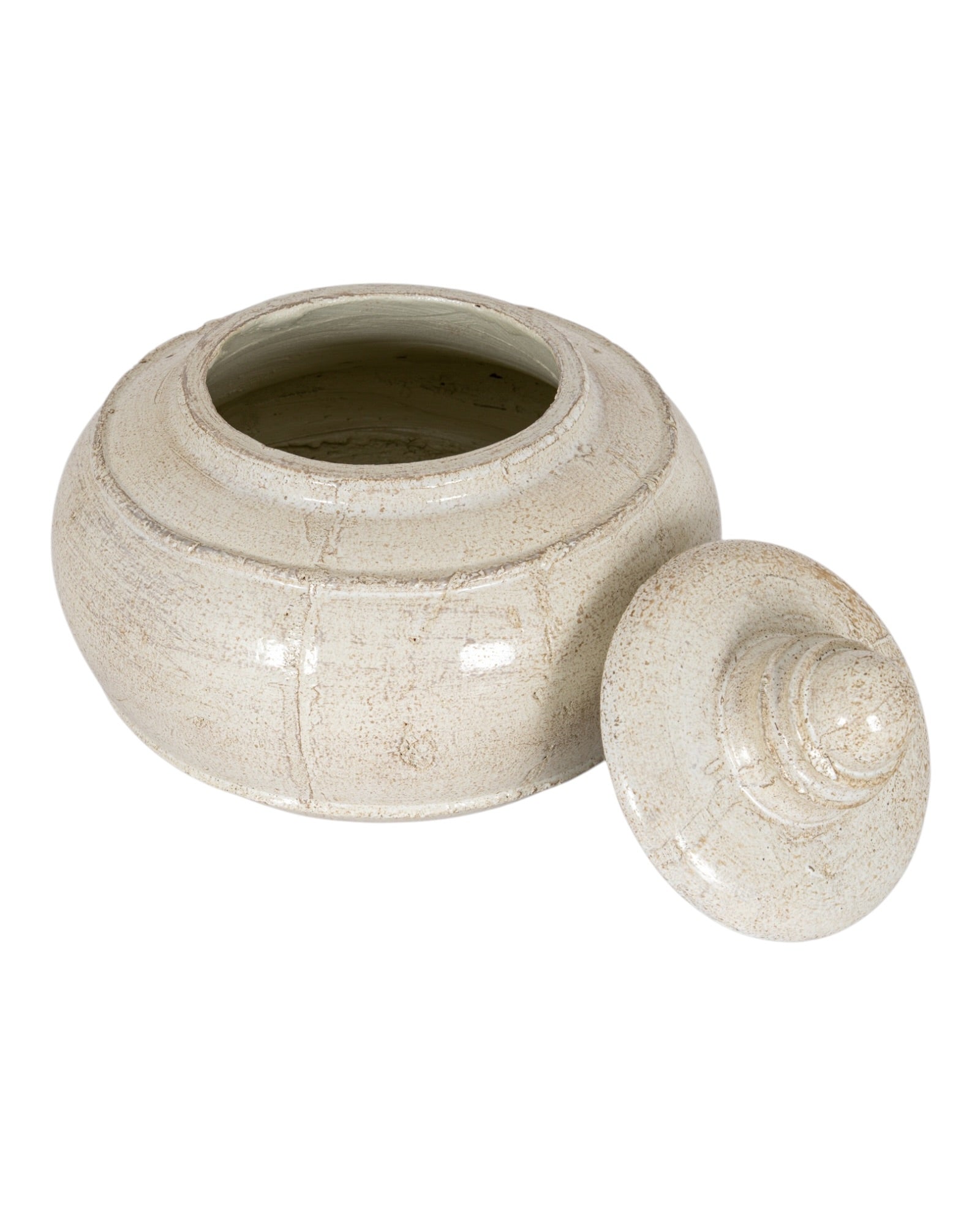 Tarn Neutral Glazed Lidded Pot Decorative Planter
