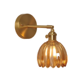 Vintage Brass Tulip Glass Wall Sconce 1-Light