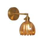 Vintage Brass Tulip Glass Wall Sconce 1-Light