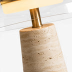 Ryn Wabi‑Sabi Travertine Glass Mushroom Table Light