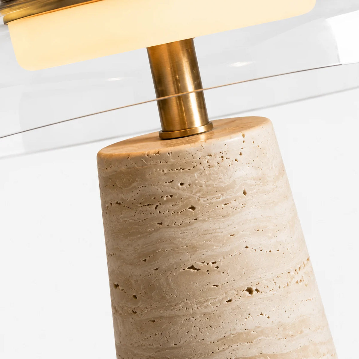 Ryn Wabi‑Sabi Travertine Glass Mushroom Table Light