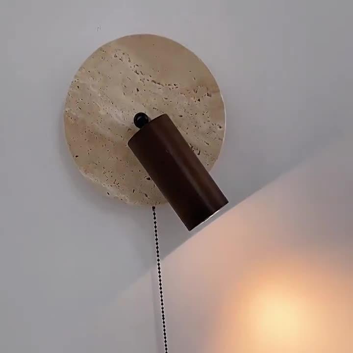 Modern Travertine Wood Rotatable Wall Sconce LED 1-Light