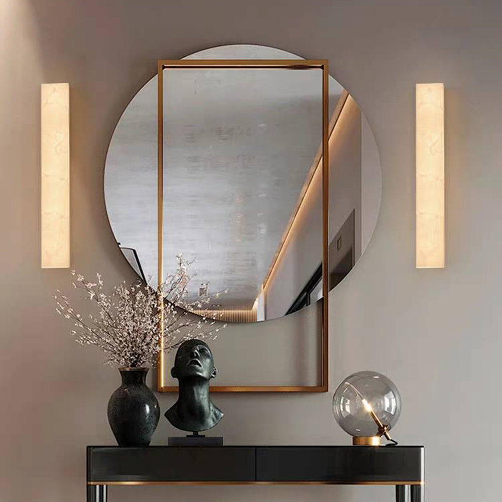 Modern Alabaster Rectangular Outdoor Wall Light LED 1-Light