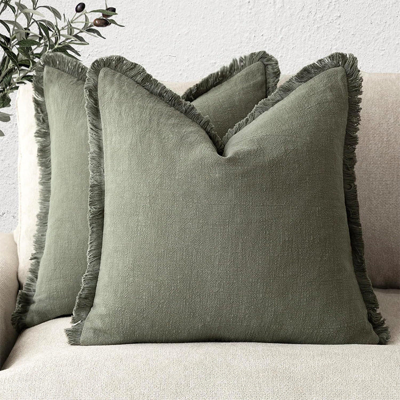 Pillowcase Bohemian Style Solid Color Tassel Headboard Cushion Seat Cushion Living Room Sofa Pillowcase Cross-Border