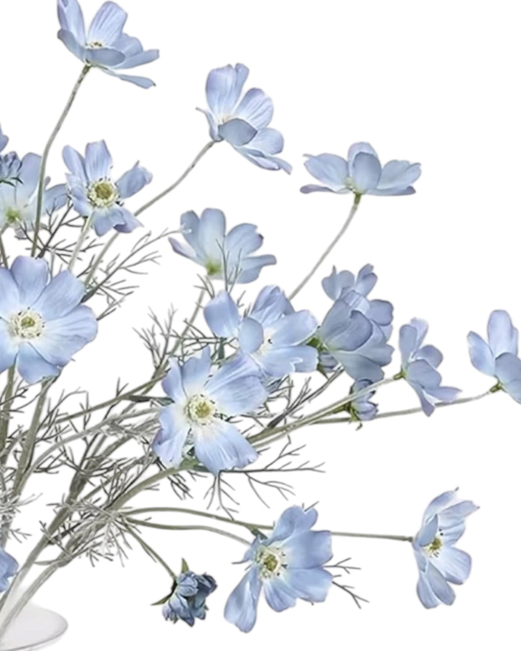 Artificial Ocean Blue Cosmos Flower Stem Faux Floral Decor
