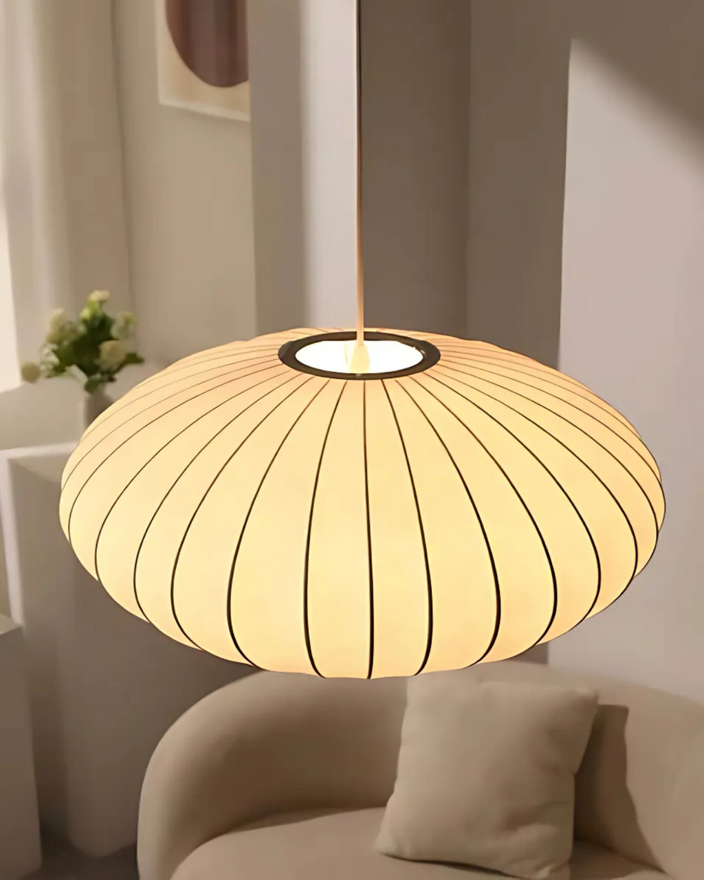 Japanese Fabric Round Pendant 1-Light