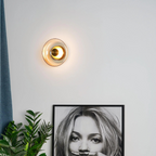 Minimalist Brass & Glass Round Wall Sconce LED 1-Light