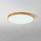 Nordic Solid Wood Round Ultra-thin LED Flush Mount Ceiling 1-Light
