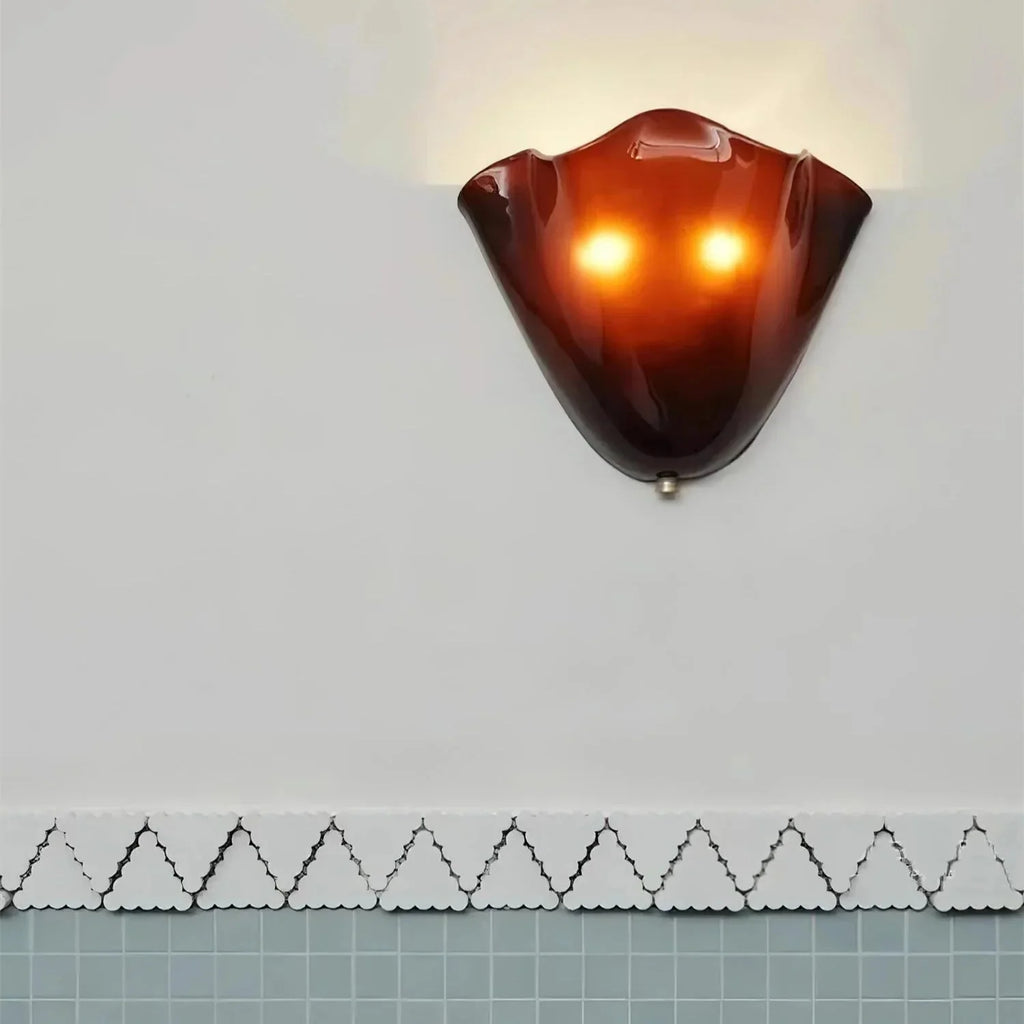 Retro Stained Glass Shell Skirt LED Wall Sconce – Art Deco Vintage Wall Light 1-Light