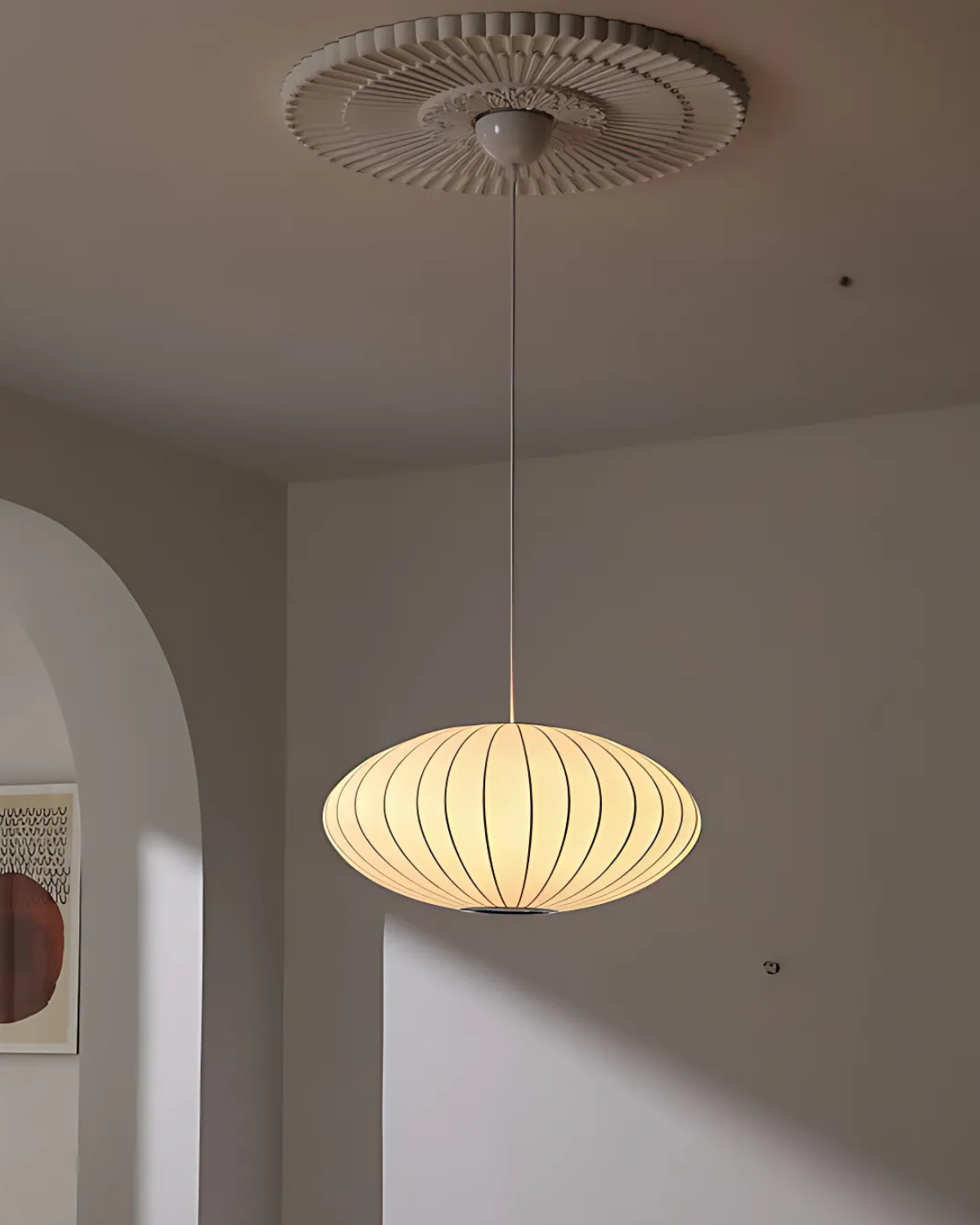Japanese Fabric Round Pendant 1-Light