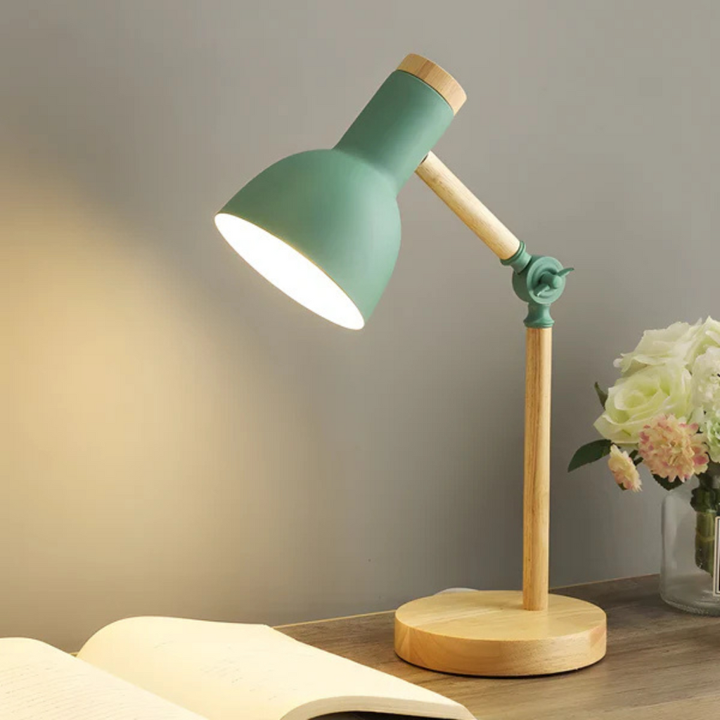 Modern Wooden and Metal Adjustable LED Table Lamp 1-Light