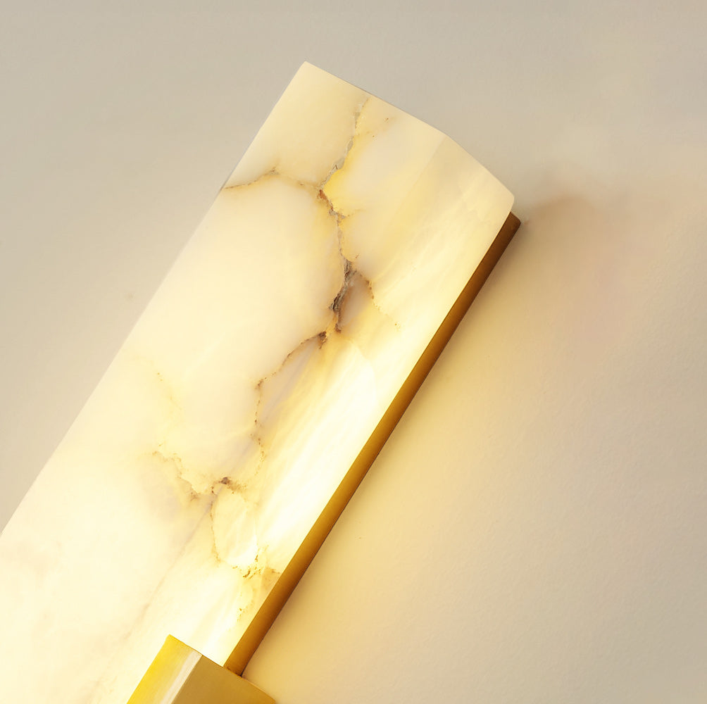 Modern Alabaster-Effect Brass Wall Sconce LED 1-Light