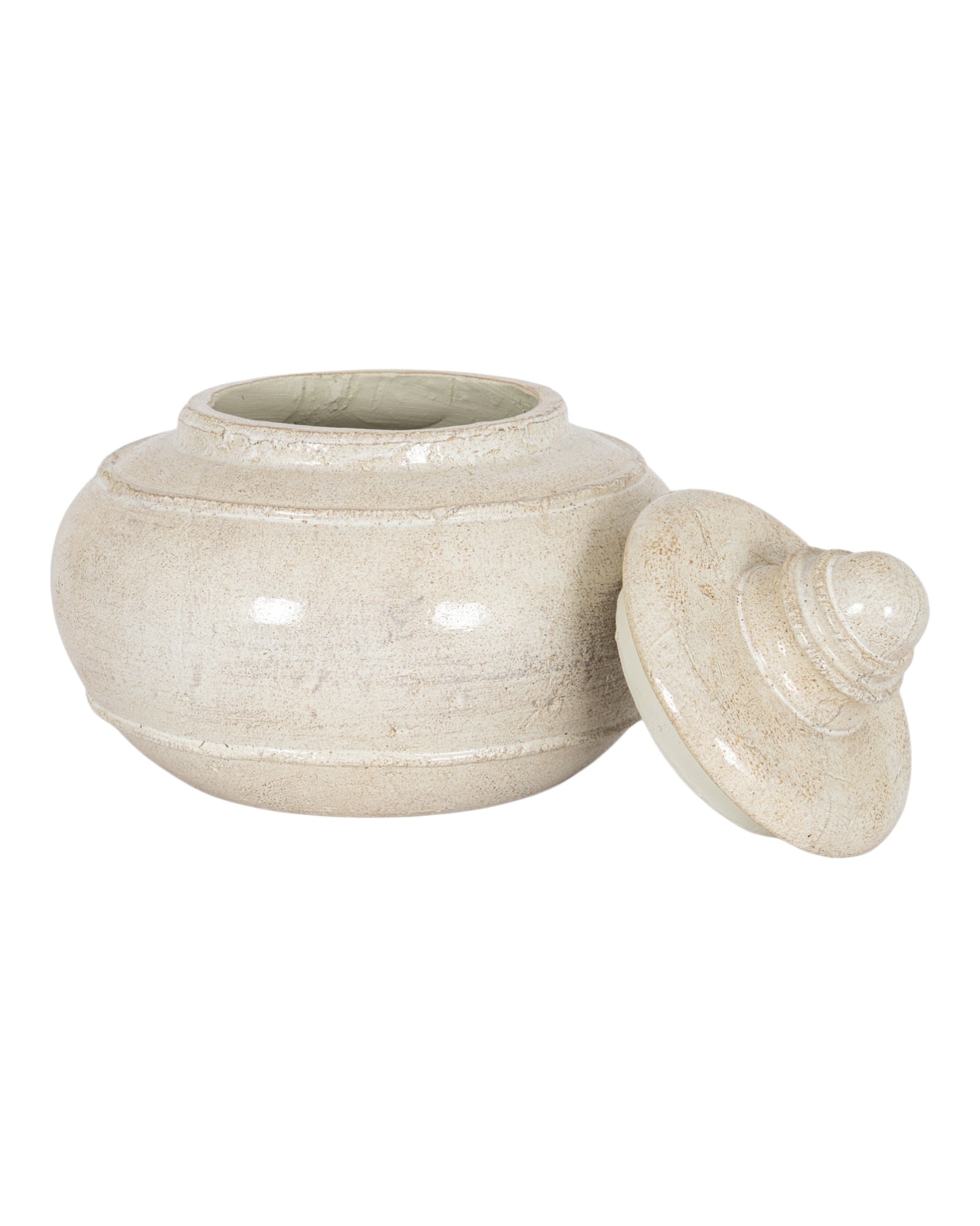Tarn Neutral Glazed Lidded Pot Decorative Planter