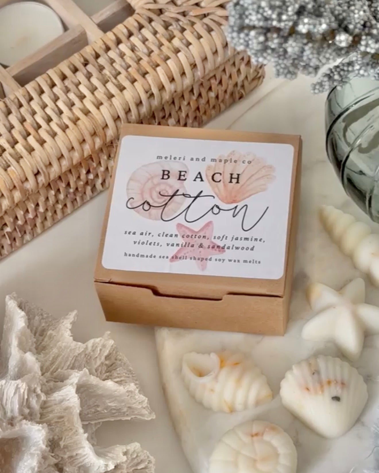 Scented Wax Melt Seashell Box Beach Cotton Home Fragrance