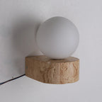 Modern Travertine Globe Wall Sconce LED 1-Light