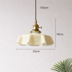 French Ruffled Glass Brass Pendant Light 1-Light