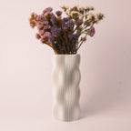 Wavy Vase Cotton White Ribbed Ceramic Home Decor Glenbrookhome