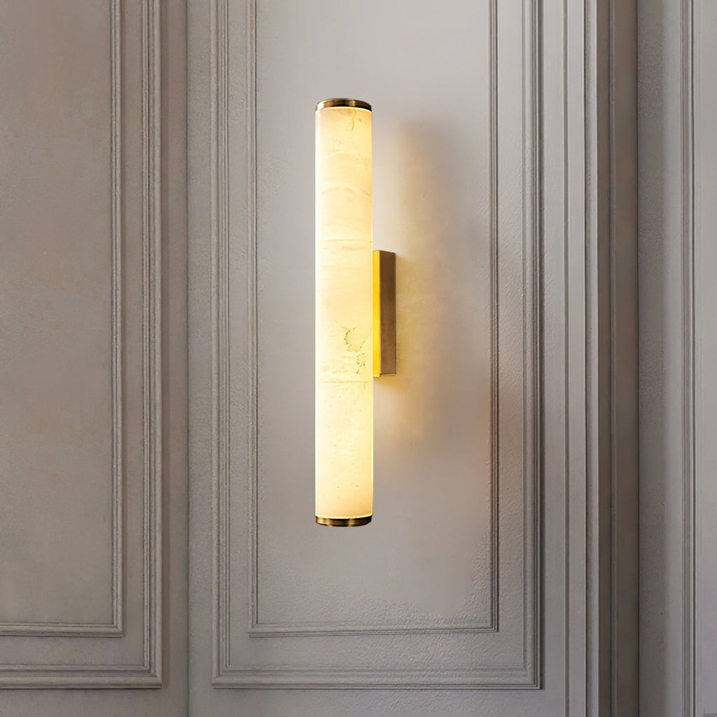 Modern Minimalist Spanish Marble & Copper LED Wall Sconce – Luxury Stone Wall Light 1-Light