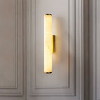 Modern Minimalist Spanish Marble & Copper LED Wall Sconce – Luxury Stone Wall Light 1-Light