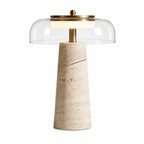 Ryn Wabi‑Sabi Travertine Glass Mushroom Table Light