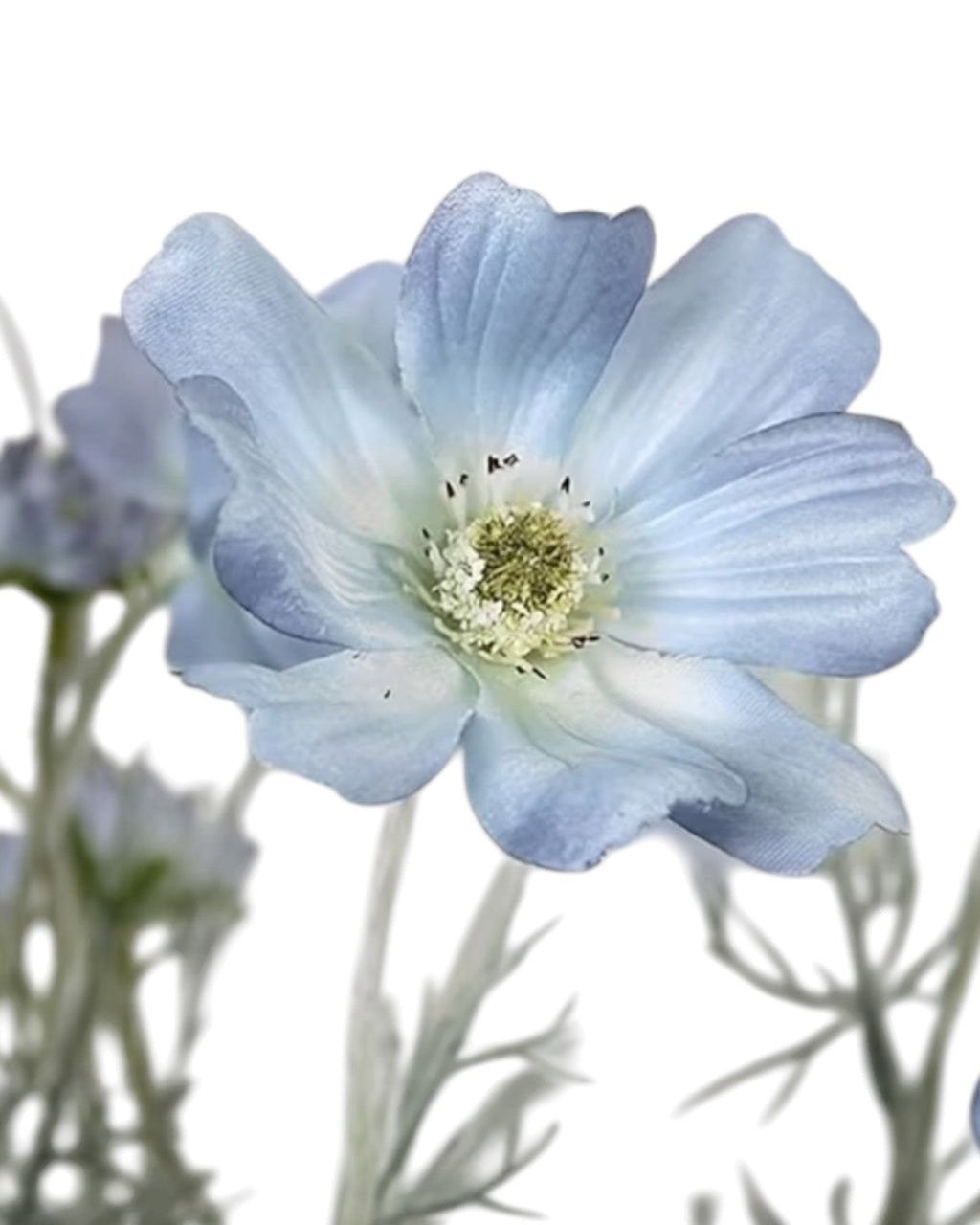 Artificial Ocean Blue Cosmos Flower Stem Faux Floral Decor
