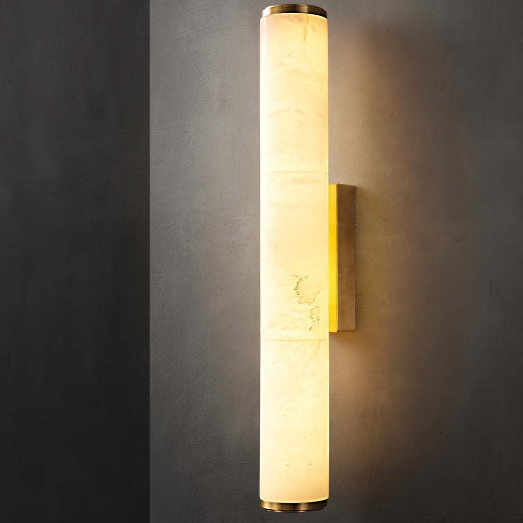 Modern Minimalist Spanish Marble & Copper LED Wall Sconce – Luxury Stone Wall Light 1-Light