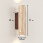 Japandi Travertine Wood Cylinder Wall Sconce LED 1-light