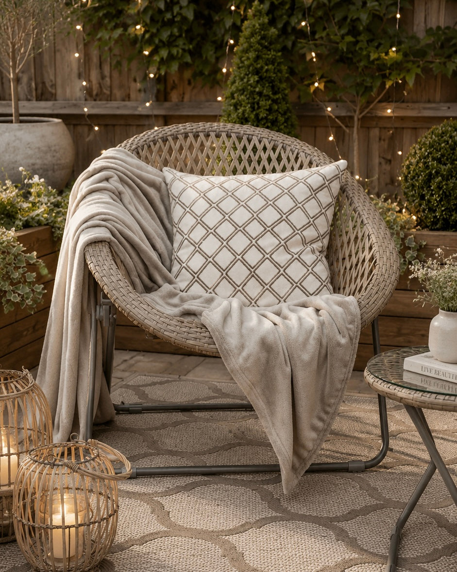 Rattan Snug Garden Furniture Chair Table Set Natural