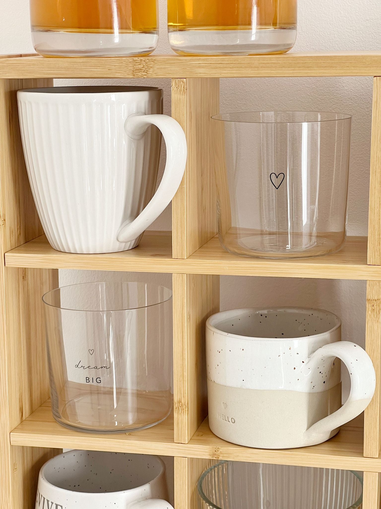 Wooden Mug Display Shelf Unit Kitchen Storage Organiser