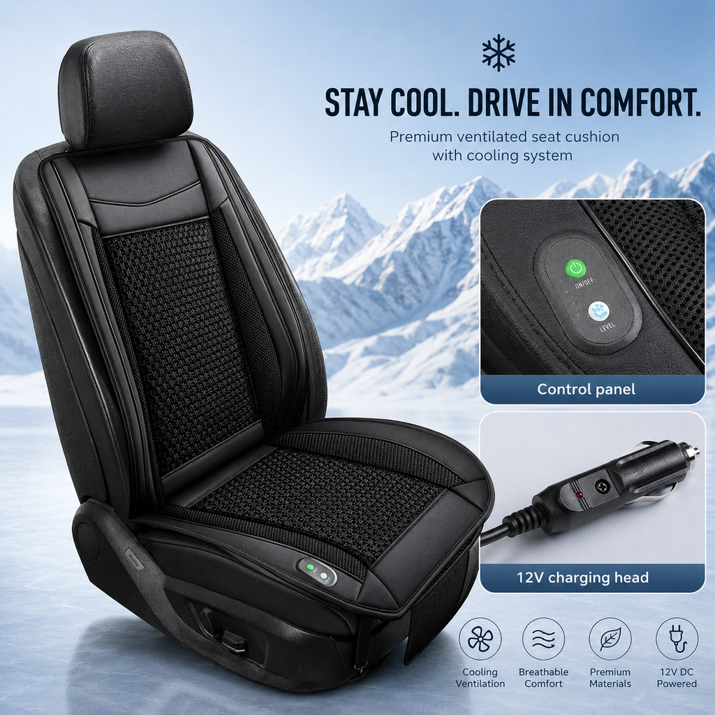 DriveCool Car Seat Cooling Cushion Ventilated Fan Pad